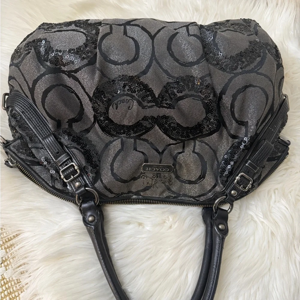 Coach vintage Sequin Black and Gray Shoulder Bag#15940